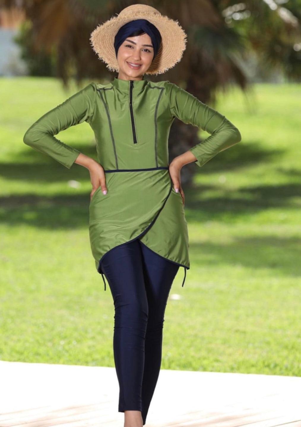 Burkini vert émeraude avec bonnet - Hijab’s Store